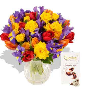 RAINBOW with Chocolates Deluxe - flowers