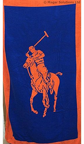 Ralph Lauren Polo X Large Beach Towel COBALT with Orange Pony 100x170cm Bath/Swimming