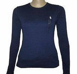 Ralph Lauren  WOMENS/LADIES NAVY LONG SLEEVE TOP/T SHIRT S M L (Large)