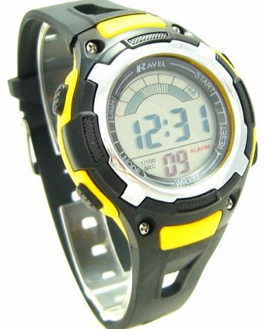 Ravel Boys/Kids Digital LCD Sports Watch - Gift Boxed - Multi Functional- 14-20cm Strap - 3ATM