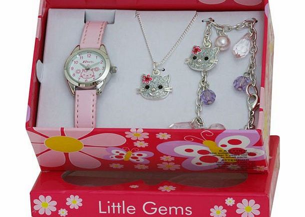 Ravel Childrens Jewellery Set: Little Gems Pussycat Watch, Charm Bracelet, Pussycat Necklace in Presentation Box