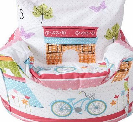 Ready Steady Bed Childrens Bean Bag Chair Paris Design Ready Filled