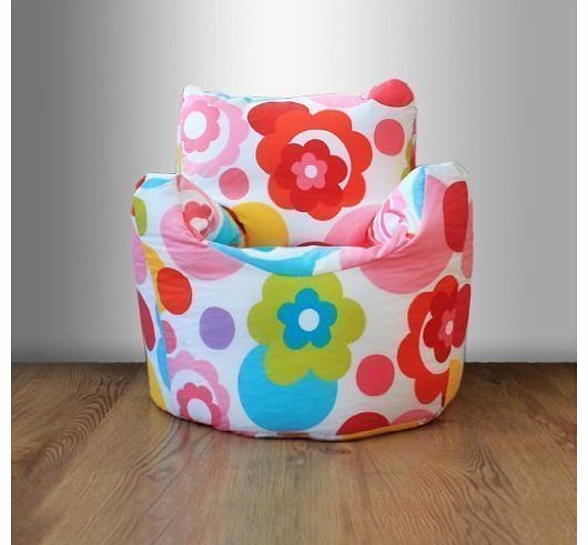 Ready Steady Bed Childrens Filled Bean Chair Flower Dot