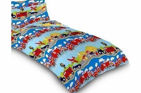 Ready Steady Bed Childrens Single Bed Colorful Transport Print Duvet Cover Set. Colour: Bright Multi-colour Transport Multi Vehicle Design. Size: 135cm x 200cm