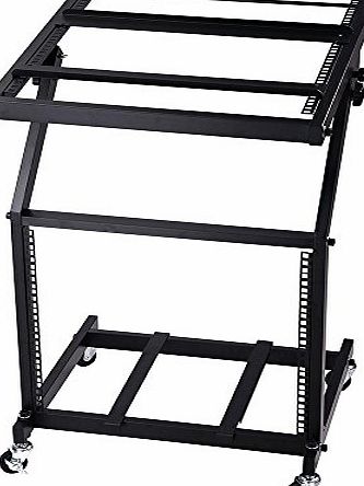 ReaseJoy 19`` 9U DJ Rack Mount Studio Mixer Stand Rolling Stage Cart Adjustable Music Equipment Disco Party Show