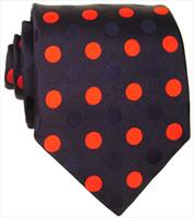 Red / Navy Bright Spot Silk Tie by Simon Carter