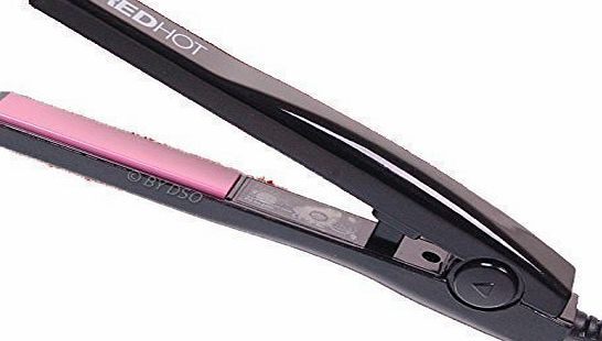 Red Hot  Mini Ceramic Hair Straighteners with LED Indicator 240v Black BML37000BLACK