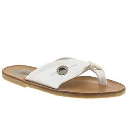 Female Masai Ii Leather Upper Flat Sandals in White