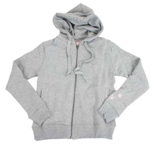 Ladies Red Robot Floral Hoody Grey Marl