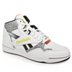 Reebok Male Reebok Sir Jam Mid Leather Upper Hi Tops in White and Orange