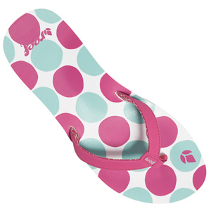 Ladies Reef Shore-T Flip Flop. Pink Blue