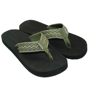 Mens Reef Contour Smoothy Flip Flop. Green Tan