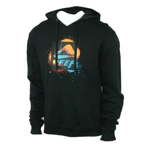 Mens Reef Stencil Vectors Hoody. Black