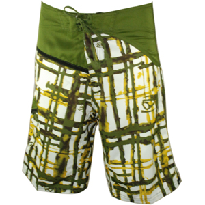 Mens Reef Waterplaid Boardshort. Olive