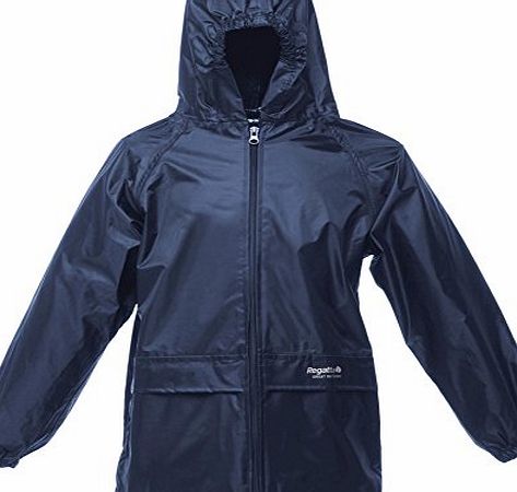 CHILDS REGATTA STORMBREAK WATERPROOF JACKET KIDS BOYS GIRLS CHILDRENS RAIN COAT IN BLACK OR NAVY BLUE (15-16 Years, Black)