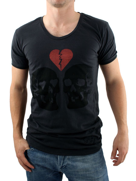 Washed Black Break Up Skulls T-Shirt