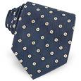 Renato Balestra Navy Blue Floral Pattern Woven Silk Tie