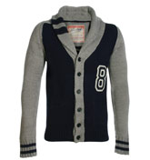 Navy and Grey Shawl Collar Cardigan