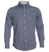 Navy and White Gingham Check Shirt