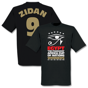 2008 Egypt Africa Cup of Nations Winners Zidan No.9 Tee - Black