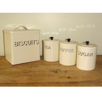 Cream Enamel Bread Bin set