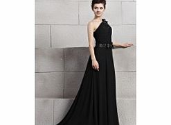 Retro One Shoulder Half-Sleeve Stretch satin