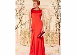 Retro Scoop Sleeveless Satin Evening Dresses Red