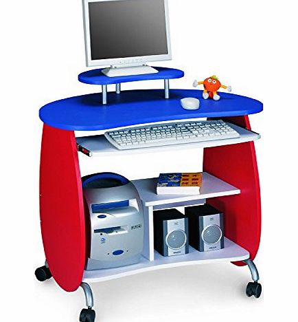 SixBros. Childrens Desk - Computer Desk PC Workstation Red-White-Blue - Q-203A/75