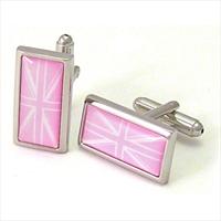 Richard Cammish Pastel Pink Union Jack Cufflinks by