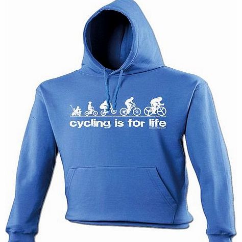 CYCLING IS FOR LIFE (M - ROYAL BLUE) NEW PREMIUM HOODIE - slogan funny clothing joke novelty vintage retro top mens ladies girl boy sweatshirt men women hoody hoodies fashion urban cool geek shirt cyc