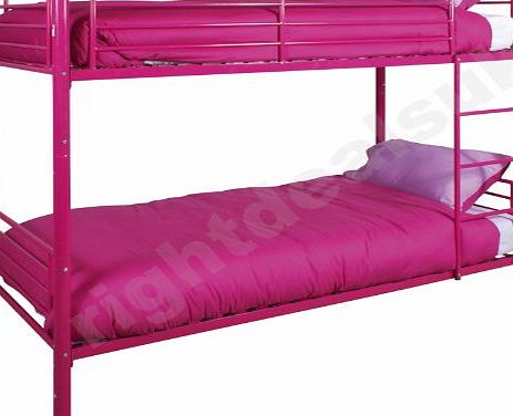 Right Deals UK Florida Metal Bunk Bed 2 x 3ft Singles Pink Powder Coated Frame