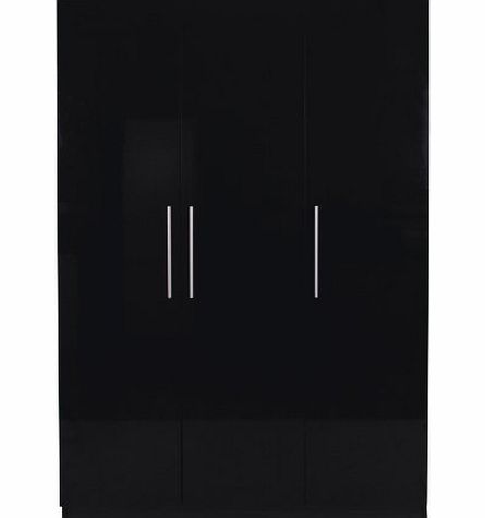 Toronto Caspian Black Gloss Bedroom 3 Door Wardrobe