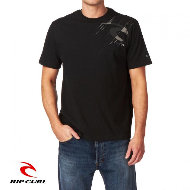 Mens Rip Curl Off Placement T-Shirt - Black