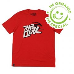 Mens Rip Curl Organic Ocean Beach Tee Ribbon Red