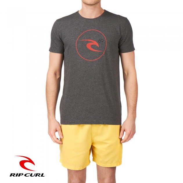 Mens Rip Curl Remix Icon T-Shirt - Charcoal