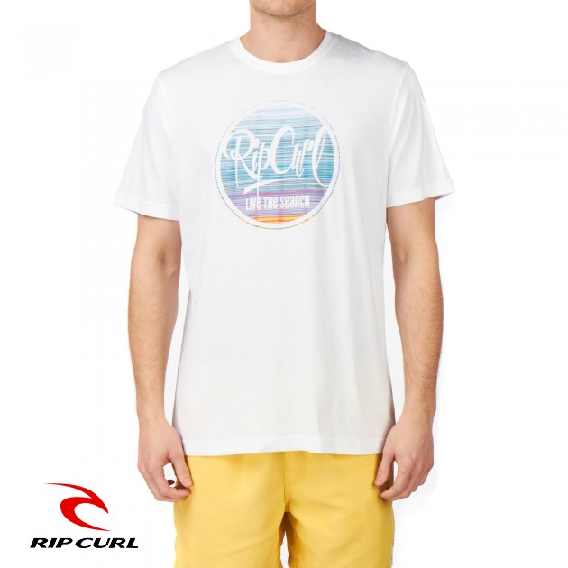 Mens Rip Curl Round Salt T-Shirt - Optical White