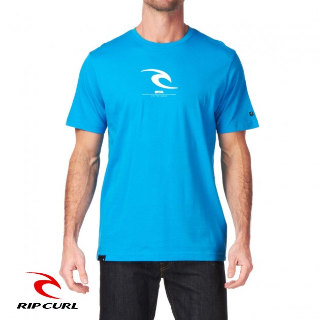 Mens Rip Curl Small Icon T-Shirt - Dresden Blue