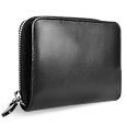 Womenand#39;s Black Genuine Italian Leather Zip Around Wallet