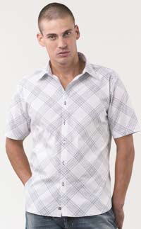 bias print check shirt