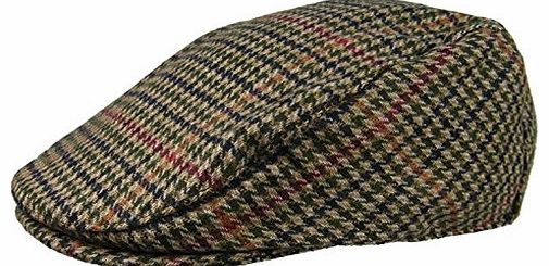 Rjm Mens Tweed Country Flat Cap (58cm, Dark Green / Orange)