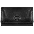 Robe di Firenze Black Sleek Leather Flap Wallet