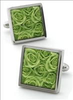 Robert Charles Green Rose Cufflinks by