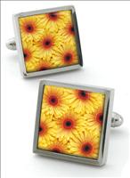 Robert Charles Yellow Gerbera Cufflinks by