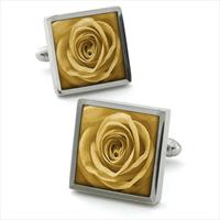 Robert Charles Yellow Single Rose Cufflinks by