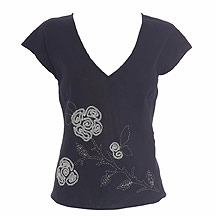 Rocha.John Rocha Black linen embellished top