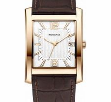 Rodania Mens Rose Gold and Brown Manhattan Watch