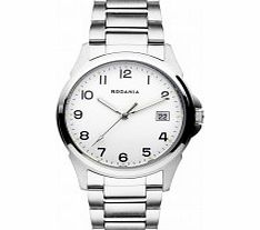 Rodania Mens White and Silver Racine Watch