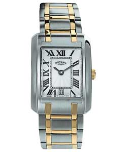 Ladies Rectangular Dial Two Tone Bracelet Watch