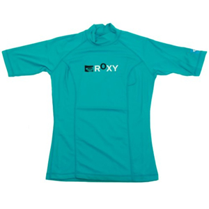 Ladies Roxy Sunset Short Sleeve Rashvest. Turq