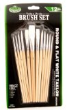 12pc Value Pack - Round and Flat White Taklon Brush Set